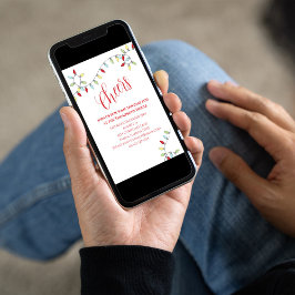 クリスマスカラフル応援かわいいストリングライト 招待状