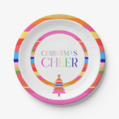 クリスマスカラフル応援ツリー紙プレート ペーパープレート (正面)