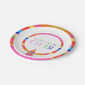 クリスマスカラフル応援ツリー紙プレート ペーパープレート (アングル)