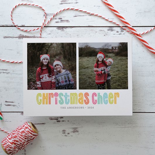 クリスマスカラフル応援2枚の写真クリスマス シーズンカード