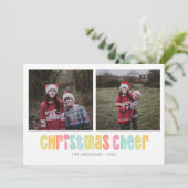 クリスマスカラフル応援2枚の写真クリスマス シーズンカード (スタンド正面)