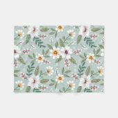 クリスマスカラフル手描き花 フリースブランケット (正面(横))