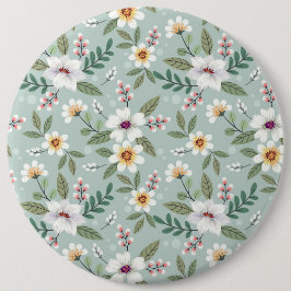 クリスマスカラフル手描き花 缶バッジ