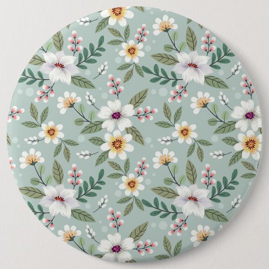 クリスマスカラフル手描き花 缶バッジ (正面)