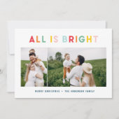 クリスマスカラフル明るい1枚モダンの写真家 シーズンカード (正面)