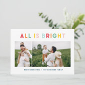 クリスマスカラフル明るい1枚モダンの写真家 シーズンカード (スタンド正面)