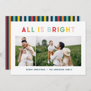 クリスマスカラフル明るい1枚モダンの写真家 シーズンカード