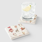 クリスマスカラフル記号2変更できる背景 ストーンコースター (横)