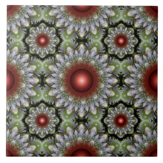 クリスマスカラフル赤い装飾 タイル (正面)