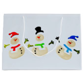 クリスマスカラフル雪だるまパレード ラージペーパーバッグ (正面)