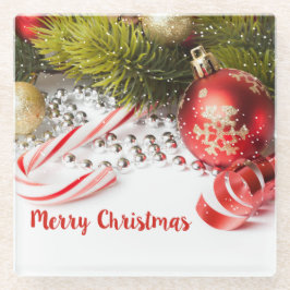 クリスマスカラフル飾り ガラスコースター