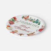 クリスマスカラフル1歳の誕生日 ペーパープレート (アングル)