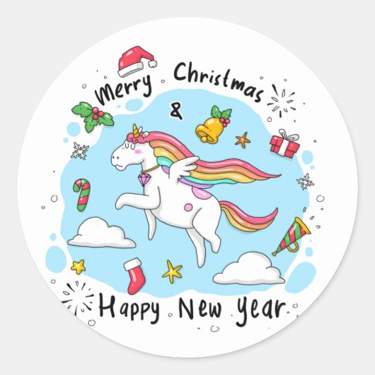 クリスマスカラフル ラウンドシール (正面)