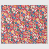 クリスマスカラフル ラッピングペーパー (フラット)