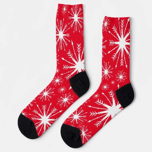 クリスマスカラーとスノーフレークの靴下 ソックス (左)