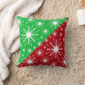 クリスマスカラーと雪片 クッション (ブランケット)