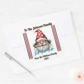 クリスマスカラーのフェスティバルで楽しいサンタ スクエアシール (封筒)