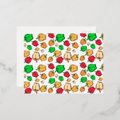 クリスマスカラーのベルペッパーのパタ子供へーン 箔シーズンポストカード (正面/裏面)