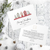 クリスマスカラーの可愛い家ノンフォトビジネス シーズンカード