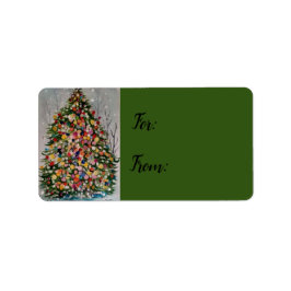 クリスマスカラーの木。 ラベル