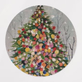 クリスマスカラーの木。 ラベル (デザイン2)