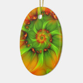 クリスマスカラーカラフル抽象芸術フラクタル セラミックオーナメント (左)