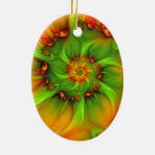 クリスマスカラーカラフル抽象芸術フラクタル セラミックオーナメント (裏面)