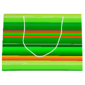 クリスマスカラークリエイティブ緑色ストライプの赤 ラージペーパーバッグ (正面)