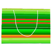 クリスマスカラークリエイティブ緑色ストライプの赤 ラージペーパーバッグ (裏面)