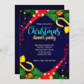 クリスマスカラーズディナーパーティー招待状 招待状 (正面/裏面)