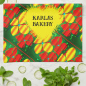 クリスマスカラーズネオンスタイル花 キッチンタオル (折り畳み)