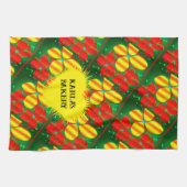 クリスマスカラーズネオンスタイル花 キッチンタオル (横)