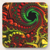 クリスマスカラーズマンデルブロットプラスチックのコースター コースター (正面)