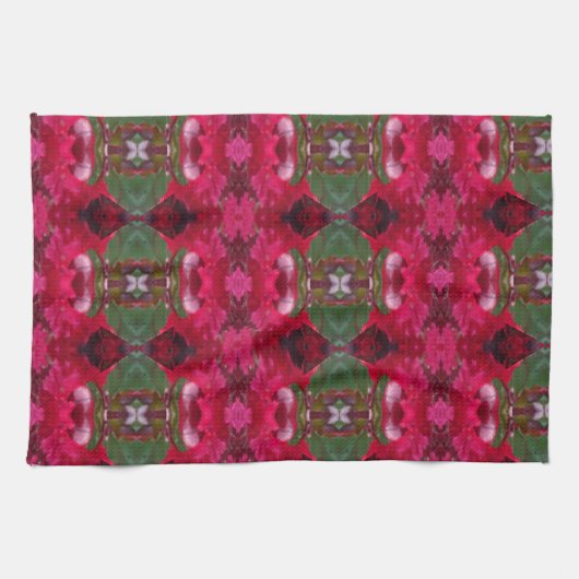 クリスマスカラーズ万華鏡のように千変万化するパターン キッチンタオル (横)