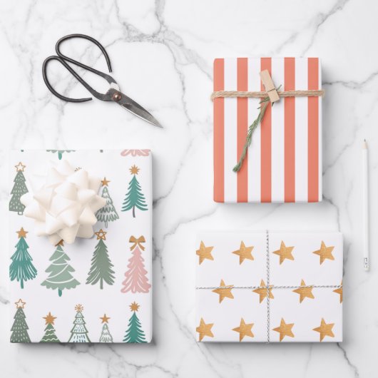 クリスマスカラーノールクリスマス ラッピングペーパーシート (正面)