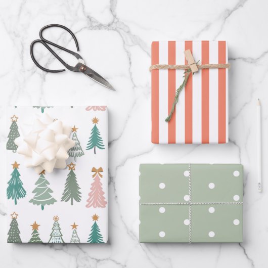 クリスマスカラーノールクリスマス ラッピングペーパーシート (正面)