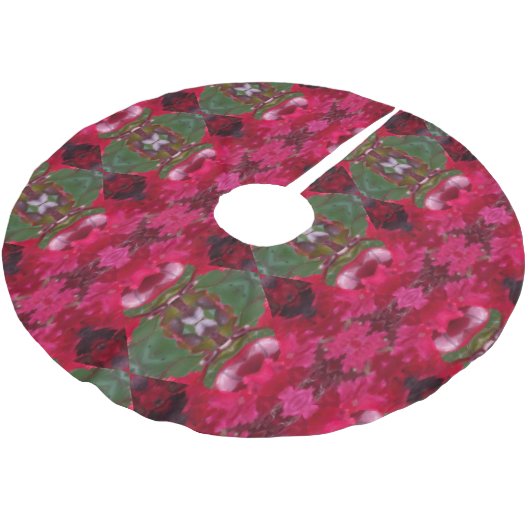 クリスマスカラー万華鏡のように千変万化するパターンクリスマスツリースカート ブラッシュドポリエステルツリースカート (アングル)