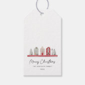クリスマスカラー伝統的のかわいい家 ギフトタグ (正面)