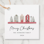 クリスマスカラー伝統的のかわいい家 フェイバータグ (正面)