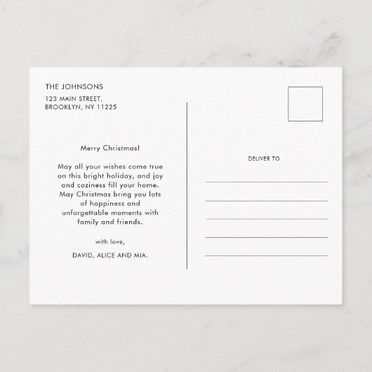 クリスマスカラー伝統的のかわいい家 ポストカード (裏面)