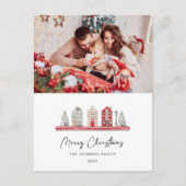 クリスマスカラー伝統的の可愛い家の写真 ポストカード (正面)
