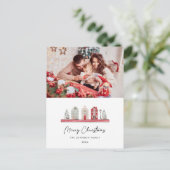 クリスマスカラー伝統的の可愛い家の写真 ポストカード (スタンド正面)