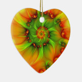 クリスマスカラー抽象芸術カラフルフラクタルハート セラミックオーナメント (右)