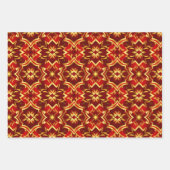 クリスマスカラー赤い緑の金ゴールドダマスクシームレス ラッピングペーパーシート (正面3)