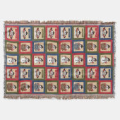 クリスマスカラー雪だるまの正方形 スローブランケット (正面)