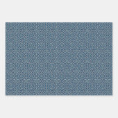 クリスマスカラー青い白の幾何学的シームレス ラッピングペーパーシート (正面2)