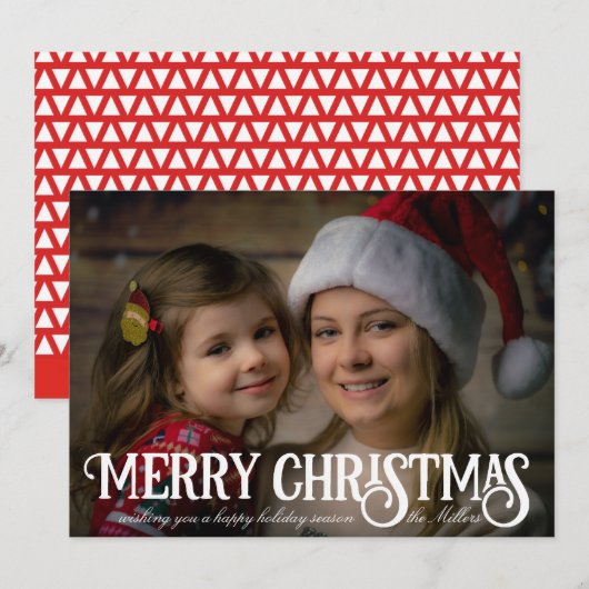 クリスマスカリグラフィー クリスマスフォトカード 招待状 (正面/裏面)