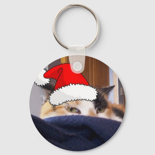 クリスマスカリコ猫 キーホルダー (正面)