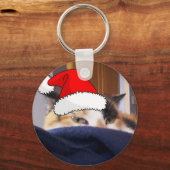 クリスマスカリコ猫 キーホルダー (正面)