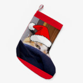 クリスマスカリコ猫 スモールクリスマスストッキング (正面 (吊り時))